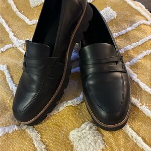 Vionic Black Leather Slip-On Loafers